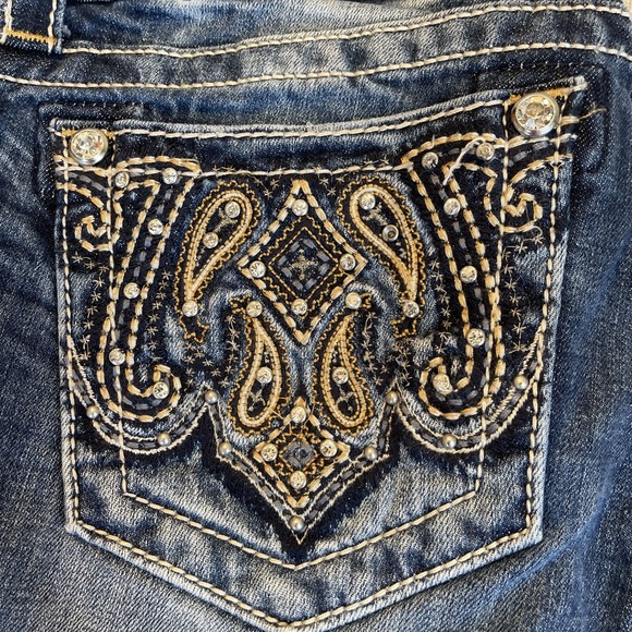 Miss Me Denim - Miss Me Jeans 28 Bootcut DK209 Mid Rise Embellished Flap Pockets Denim
